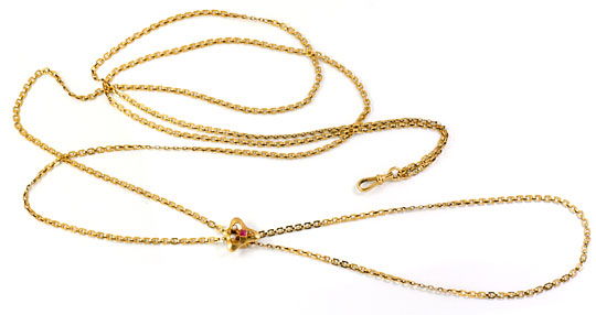 Foto 1 - Perlen Schieberkette antik für Taschenuhren 14K Rotgold, K2454