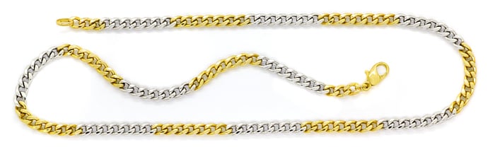 Foto 1 - Gelbgold-Weißgold-Flachpanzer Goldkette 50cm lang, K3362