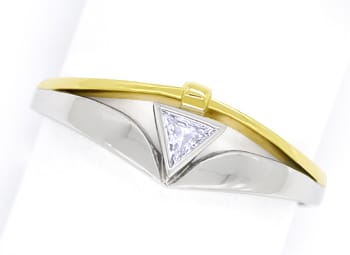 Foto 1 - Diamant Triangel lupenrein Designer-Diamantring Bicolor, Q1360