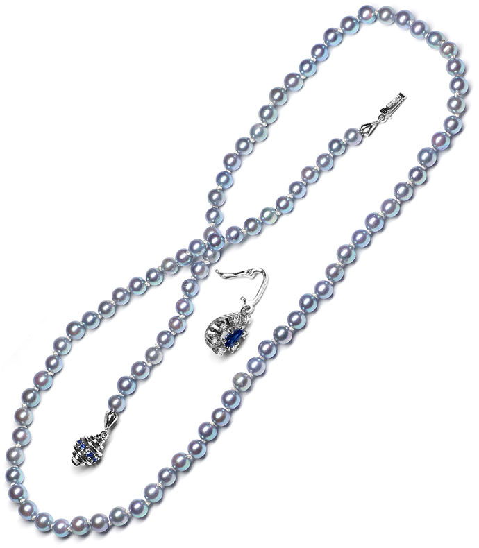 Foto 3 - Saphir Diamanten Clip Anhänger an Silberner Perlenkette, R7410