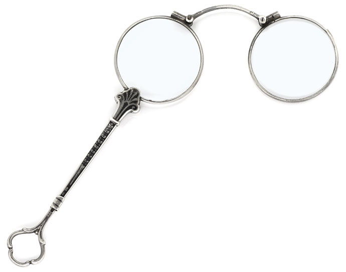 Foto 1 - Antike Klapp Brille Longion in edlem Niello Tula Silber, R9781